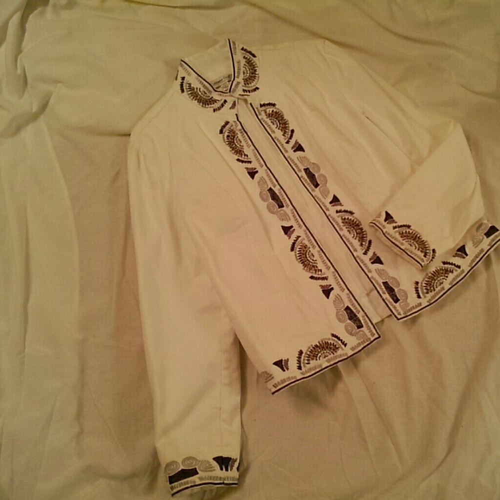 Coldwater Creek summer white beaded jacket